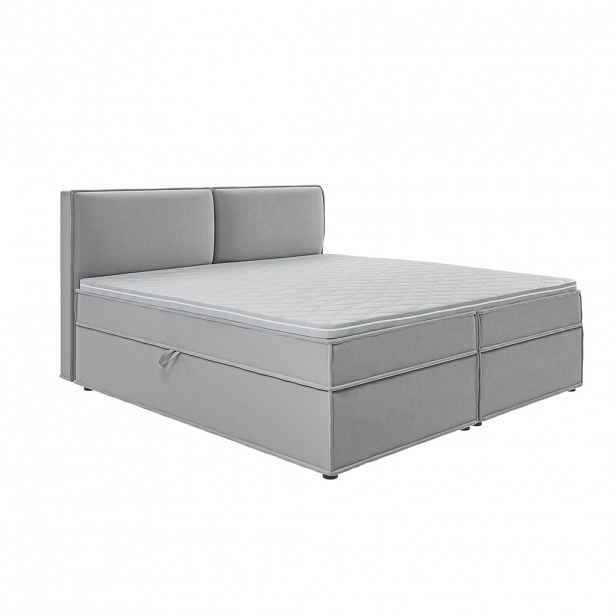 S-Style POSTEL BOXSPRING 200/200 cm Eclipse ze šedého mikrovlákna