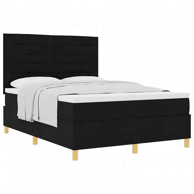 vidaXL Postel s boxspringem s matrací s čelo Černá 140 x 190 cm textil