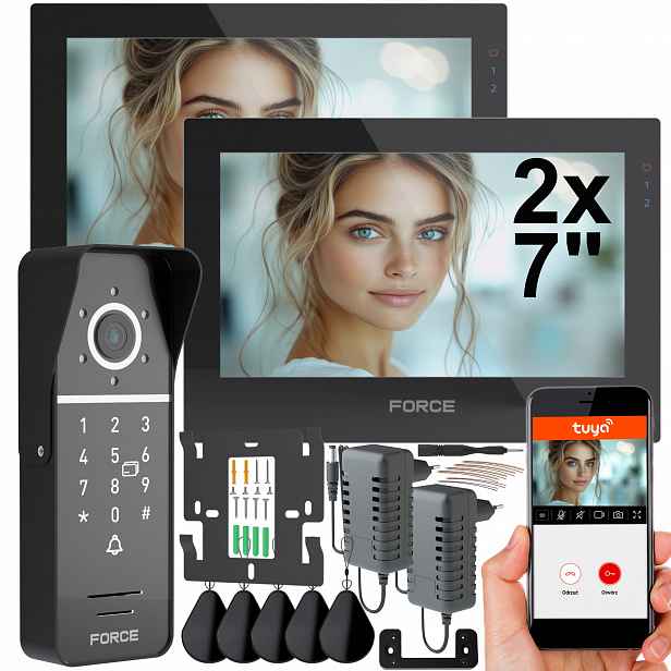 Videodomofon Force Prima Gt+ Duo 2x Monitor 7" Černý Full Hd WiFi Tuya