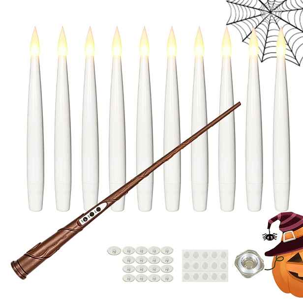 10 x Led závěsné svíčky s kouzelnou hůlkou na Halloween, Vánoce