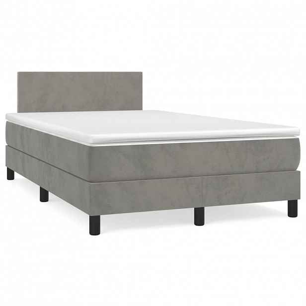 vidaXL Box spring postel s matrací světle šedá 120 x 200 cm samet