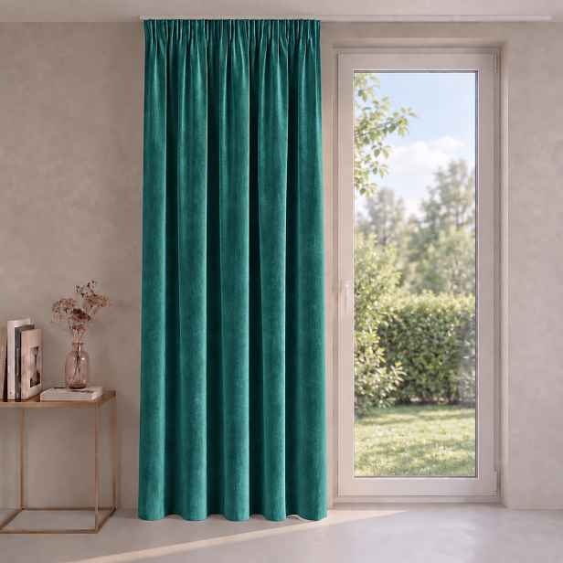 Dekorační závěs Velvet ESTER tmavě tyrkysový s řasící páskou 140x270 cm