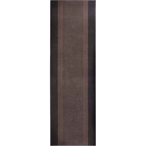 Hnědý koberec běhoun s krátkým měkkým vlasem 80 x 400 cm