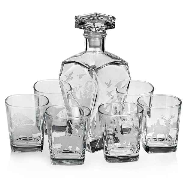 Lovecký komplet na whisky 6+1 jako dárek karafa