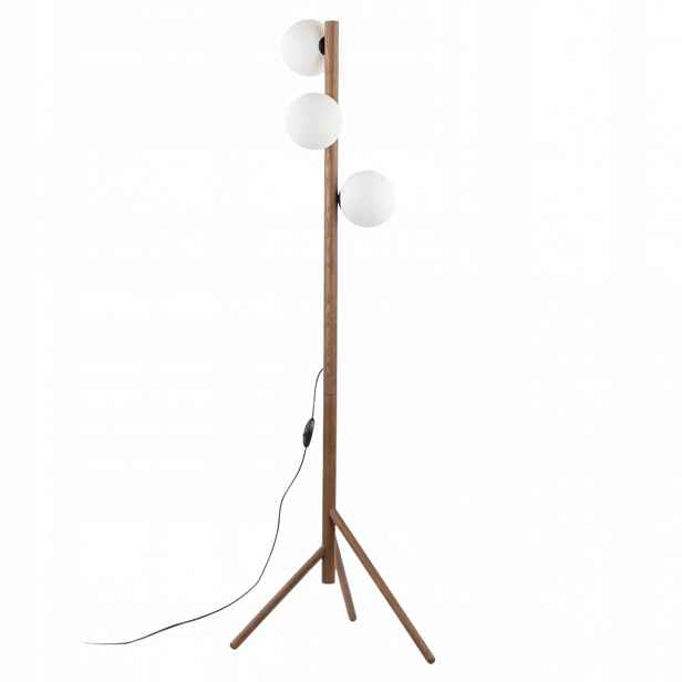 Podlahová Lampa Estera Wood Ořech Klosz Bílá 3XG9 vysoká stojací lampa