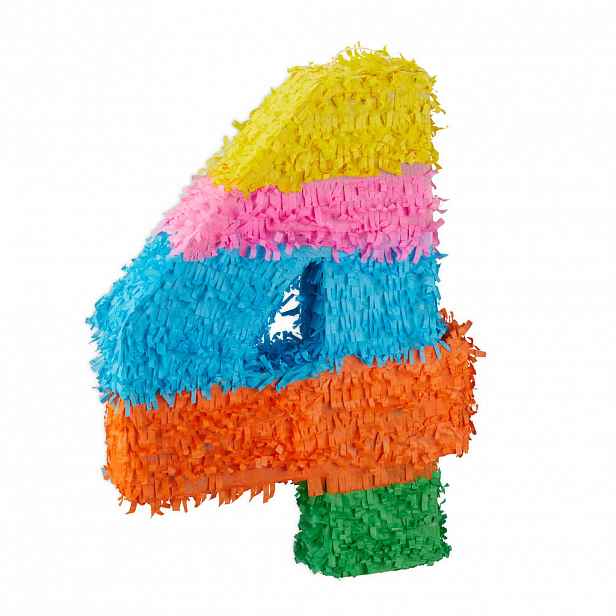 Relaxdays PIÑATA Barevná číslice 4 papír 50,5 cm