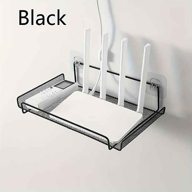TEMU Držák pro router: Stojan pro umístění routeru, držák pro TV set-top box, nástěnný držák bez vrtání, držák úložný box, univerzální regály
