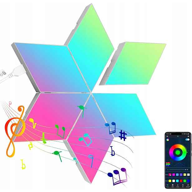 Led Nástěnná Lampa Rgb Panel Romb Modulární Sada 6 Ks Dekorace