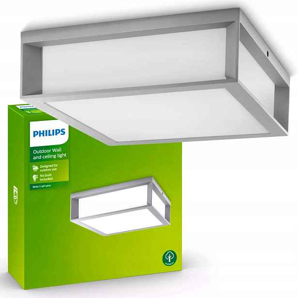 Venkovní Led zahradní stropní lampa E27 Nástěnné svítidlo Stropní Svítidlo Šedá Philips