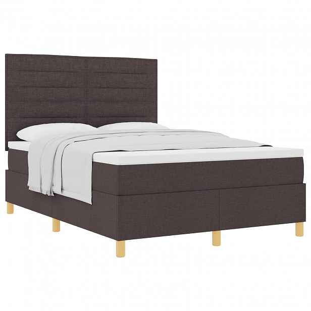 vidaXL Postel s boxspringem s matrací Tmavě hnědá 140 x 190 cm textil