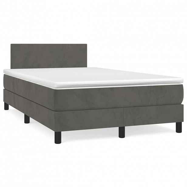vidaXL Box spring postel s matrací tmavě šedá 120 x 200 cm samet