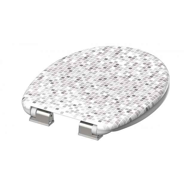Duroplastové WC sedátko se zpomalovacím mechanismem SOFT-CLOSE MOSAIC GREY, ED82118