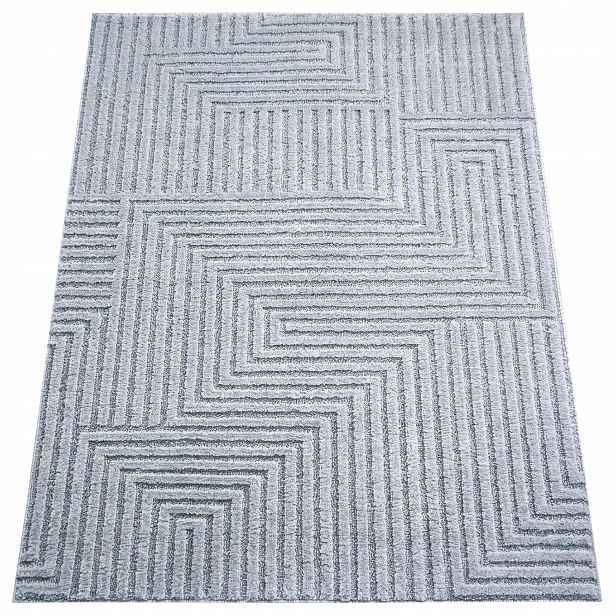 Koberec Do Obývacího Pokoje Geometrický 3D 80X120 Šedý Oeko-tex Moderní Módní