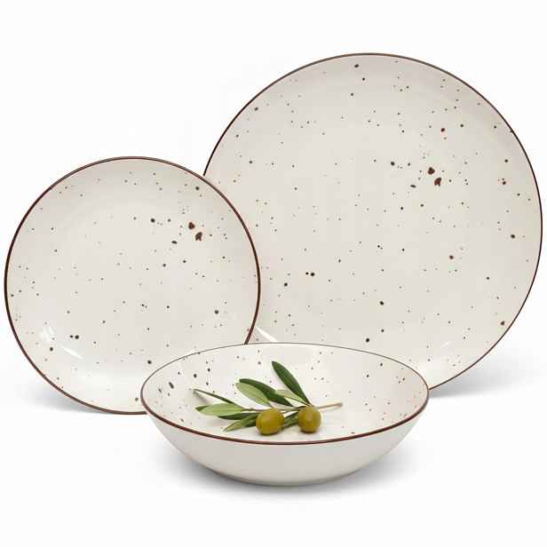 Komplet Porcelánová Sada Talířů Jídelní Servis Talíře 18 ks Vzor Gemmo