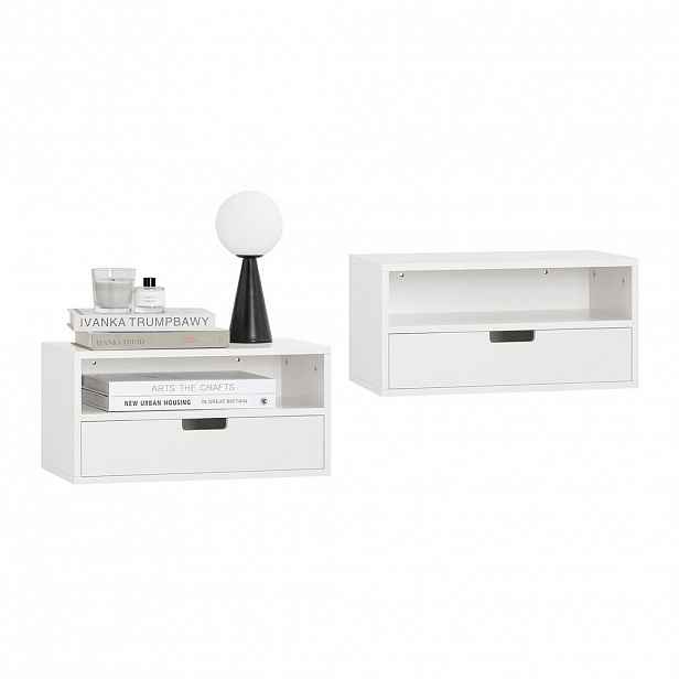 SoBuy 2KS sada závěsných nočních 45x25x22cm bílá
