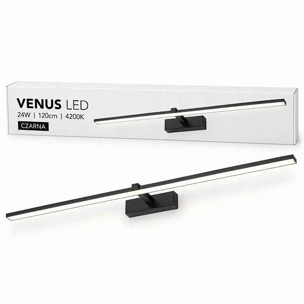 Venus Led lampa nad zrcadlo 24W 120 cm černá neutrální 4200K Nw IP44