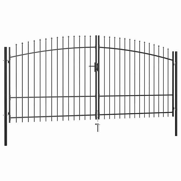 vidaXL Dvoukřídlé plotové brány Woerden s kopím nahoře 400 x 224,5 cm