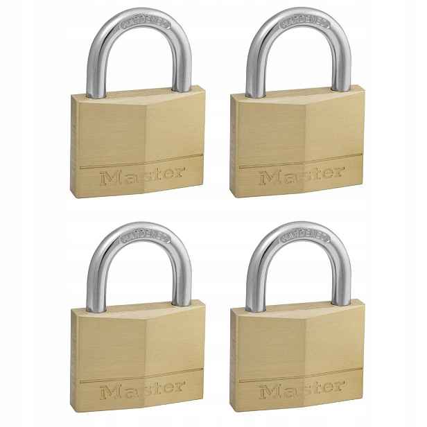 Sada 4 visacích zámků na jeden klíč Masterlock 150EURQNOP, výška očka 25 mm