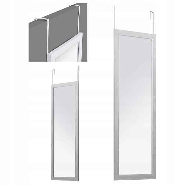 Zrcadlo 110 CM Závěsné Na Dveře V Rámu Do Předsíně, Obdélníkové, Bílé