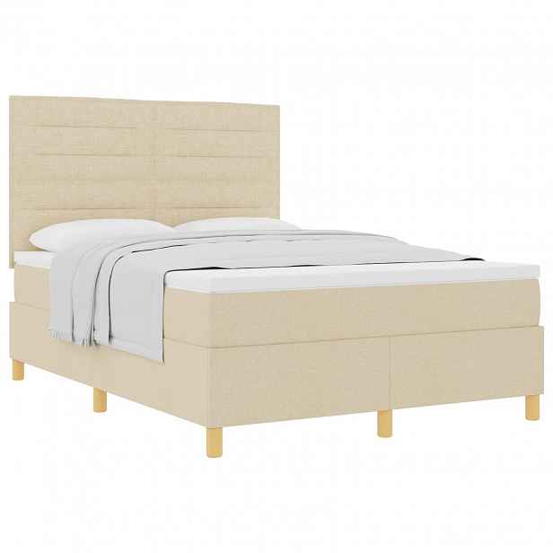 vidaXL Postel s boxspringem s matrací Krémová 140 x 190 cm textil