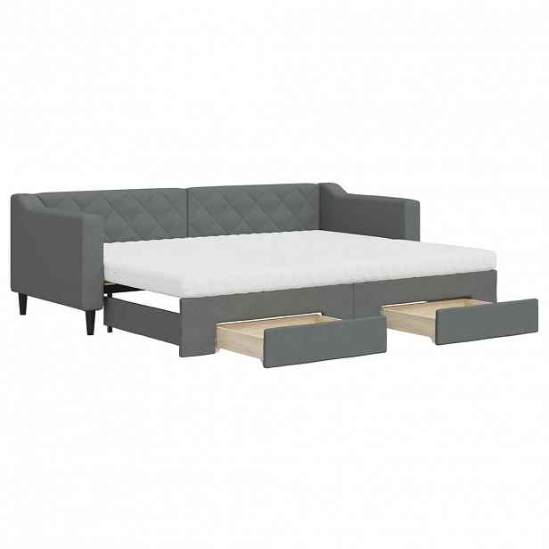 vidaXL Válenda s přistýlkou a zásuvkami tmavě šedá 80 x 200 cm textil