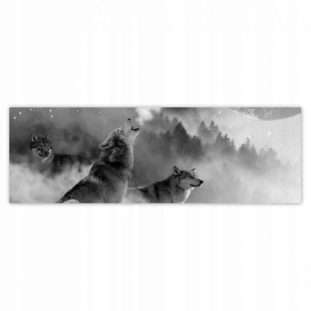 Fototapety 200x66 Vlk vyjící k měsíci