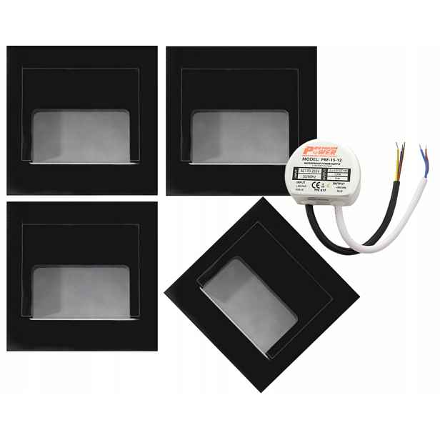 Led svítidla Příchodové Černá Mat 4ks napájecí adaptér
