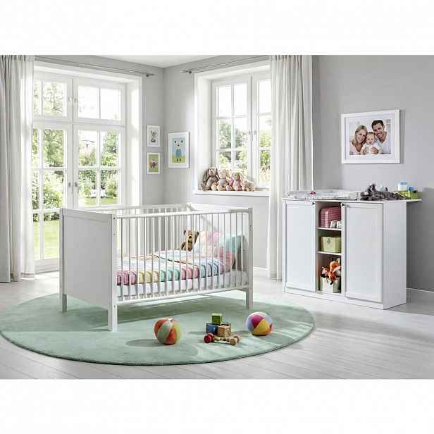 luma-home SADA DO DĚTSKÉHO POKOJE, 2dílná: dětská postýlka a přebalovací komoda s funkcí Soft-Close, venkovský styl, bílá / 22800