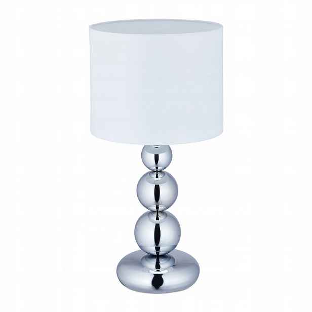Relaxdays Noční lampa, bílé stínítko, stříbrná noha, zásuvka E27, VxŠ 50x25 cm