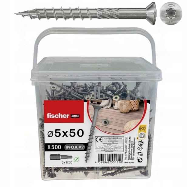 Terasové Vložky 5x50 Nerezové A2 Pro Terasové Prkno Fischer 500ks
