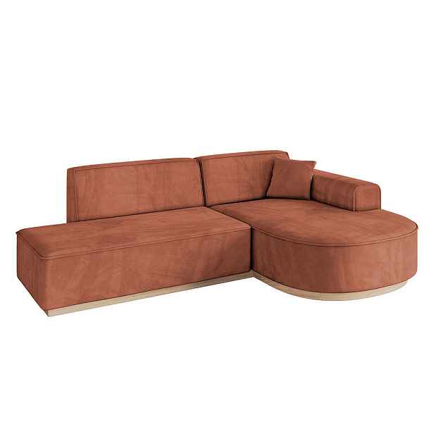 ALTDECOR ROHOVÁ SEDAČKA s otomanem, pravá ARRIO-L1 243x171x83 Meruňková Velur