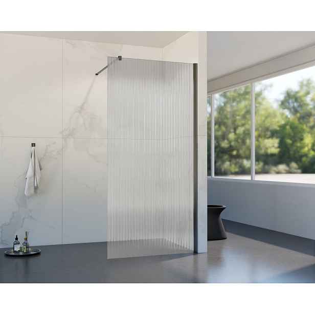 HOPA Walk-in sprchový kout LAGOS GRAFIT NEW 200 — Barva rámu - Grafit, Doplňky - bez doplňku, Rozměr A - 120, Rozměr C - 200, Výplň - Vroubkované bezpečnostní sklo - 8 mm