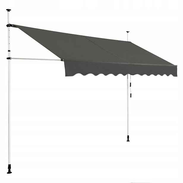 Markýza Costway balkonová rozpěrná látková 300 x 120 cm šedá