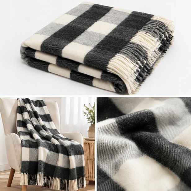 Merino Wool Přírodní vlněný přehoz na postel 160/200 cm