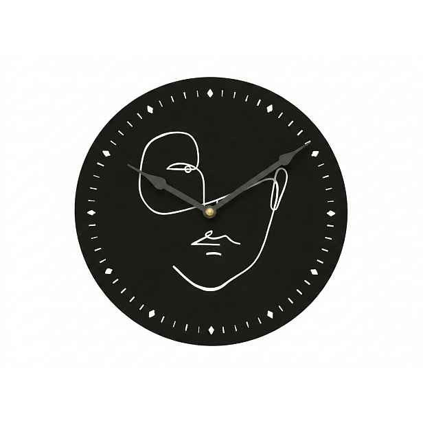 Nástěnné hodiny LINE FACE 29 cm, černé