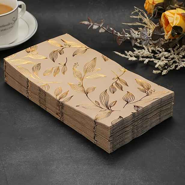 TEMU 20/100 ubrousků s černým potiskem a zlatým , 2 vrstvy, 13x15,75 palců – ideální pro svatební, narozeninové a zahradní dekorace, perfektní pro