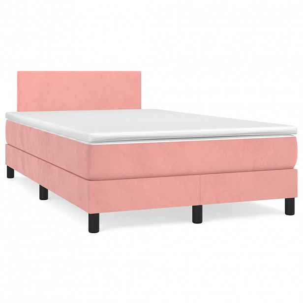 vidaXL Box spring postel s matrací růžová 120 x 200 cm samet
