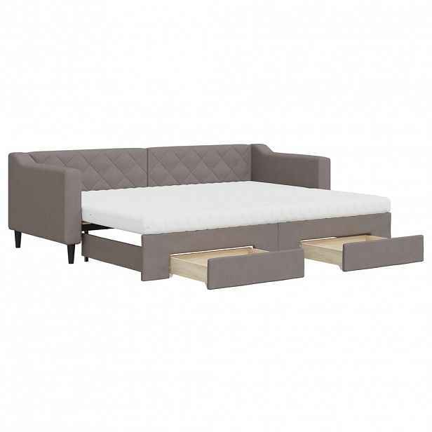 vidaXL Válenda s přistýlkou a zásuvkami taupe 80 x 200 cm textil