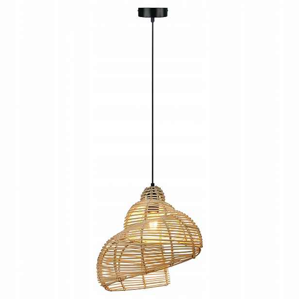 Ratanová závěsná lampa Shella 40 cm světlé dřevo 1xE27