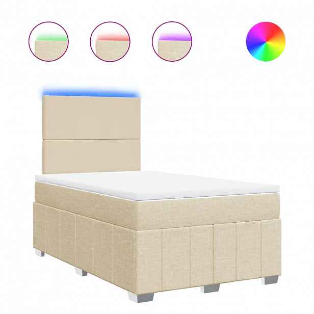 vidaXL Box spring postel s matrací krémová 120x200 cm textil