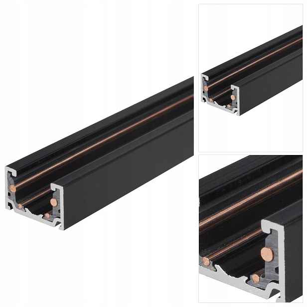 Černá kolejnice MICRO11 Mec 1 m, jemná linie v chodbě MaxLight