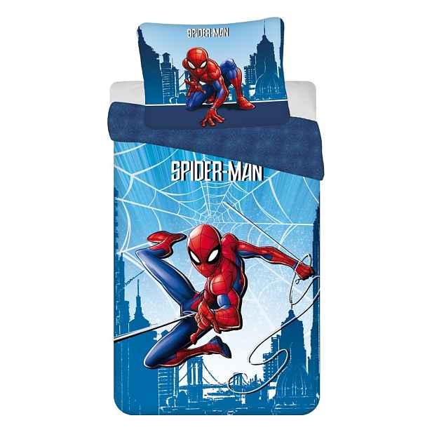Modré bavlněné dětské povlečení na jednolůžko 140x200 cm Spider-man "Blue" – Jerry Fabrics
