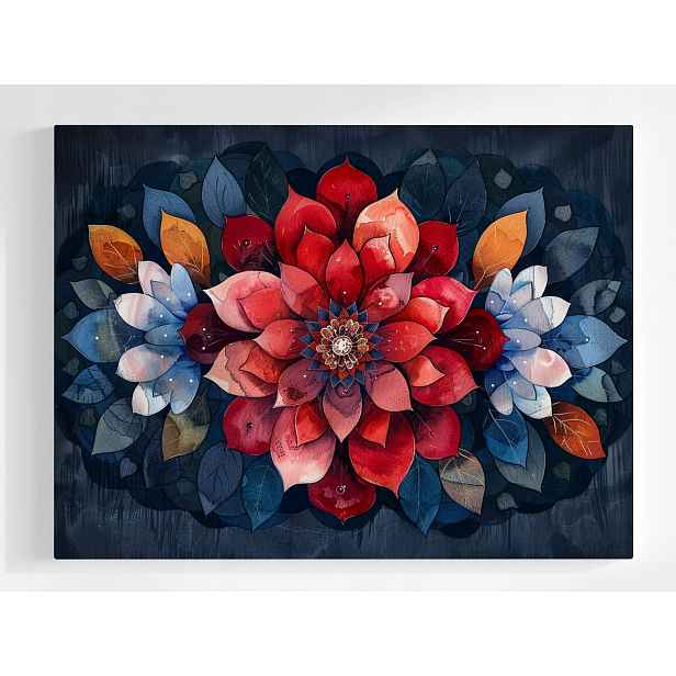Plakát Akvarel Mandala Listy Barva Zen Wellbeing 100x75