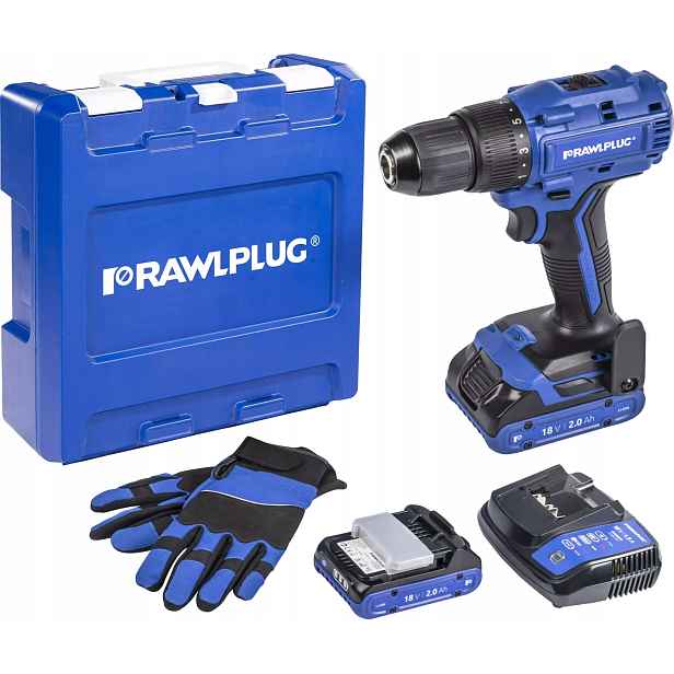 Rawlplug Aku Vrtačka 55Nm 18V Nabíječka Kufr Akumulátor x2