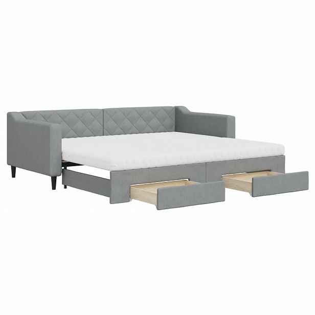vidaXL Válenda s přistýlkou a zásuvkami světle šedá 90 x 200 cm textil