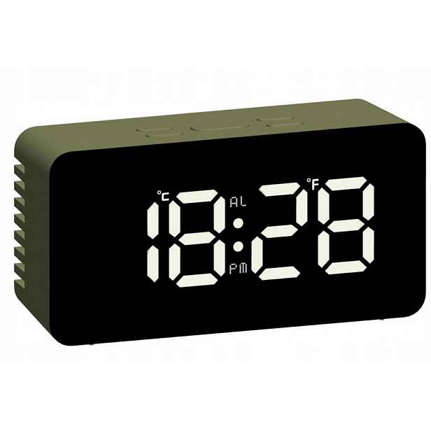 Bílý Zelený Čitelný Budík Led S Teploměrem Jvd SB3658.6 Alarm