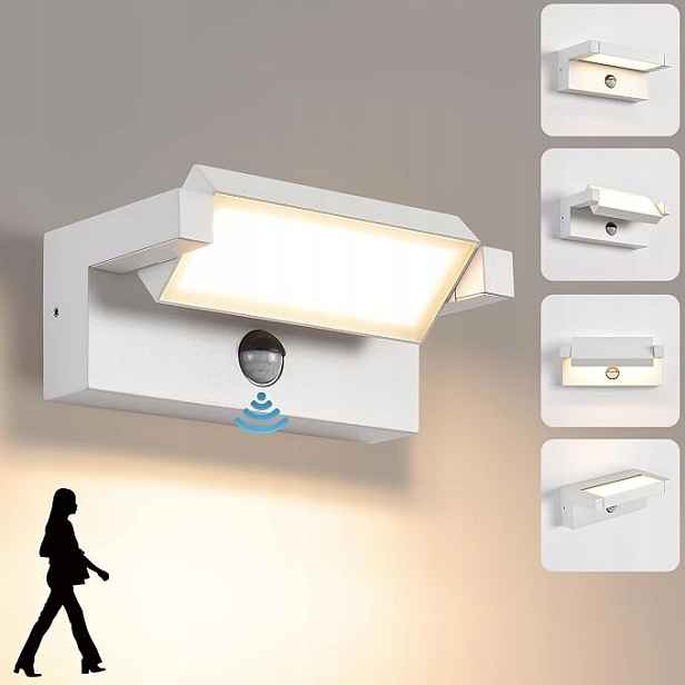 Kukak Led nástěnná lampa 22W IP65 3000K bílá s pohybovým senzorem