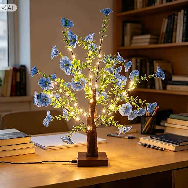 Lampička noční lampa Led Stromek strom vilín Modrý Květiny