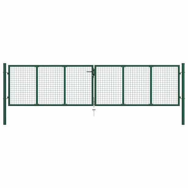 vidaXL Pletivá zahradní branka ocelová 400 x 100 cm zelená