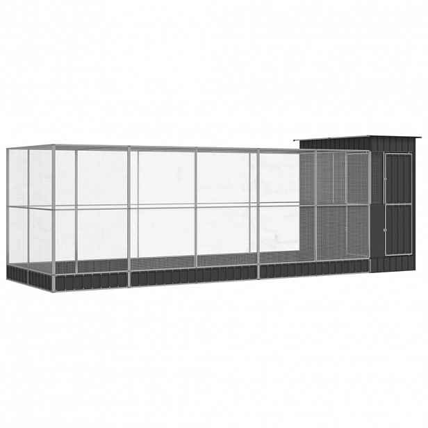 vidaXL Voliéra s nástavbou stříbrná 623 x 203 x 216 cm ocel